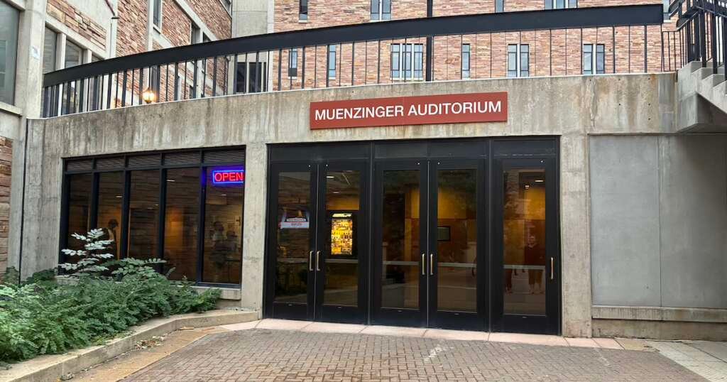 Exterior of Muenzinger Auditorium