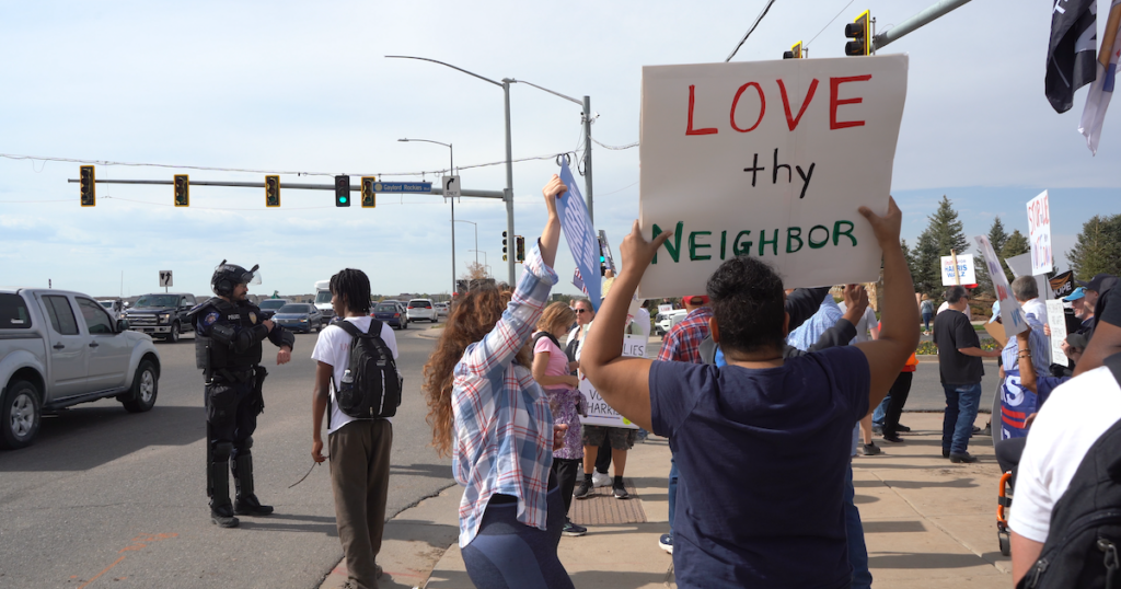 A protest scene from the film "Good Help"